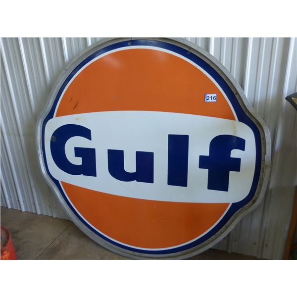 Gulf, double sided sign, approx. 74" x 68 1/2"