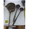 Image 1 : 2- Blacksmith smelting ladles and 1- blacksmith smelting pot