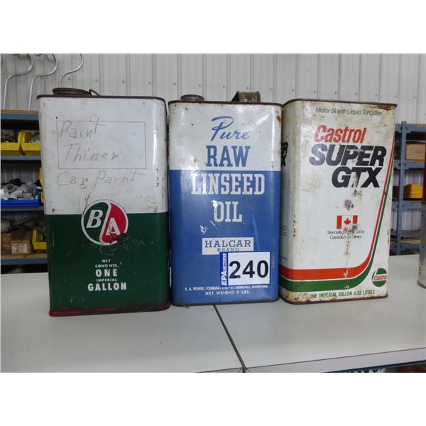 B/A, Halcar & Castrol tins (sell together)