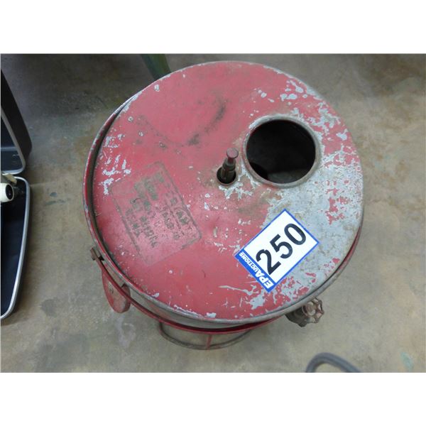 Red oil filter funnel container