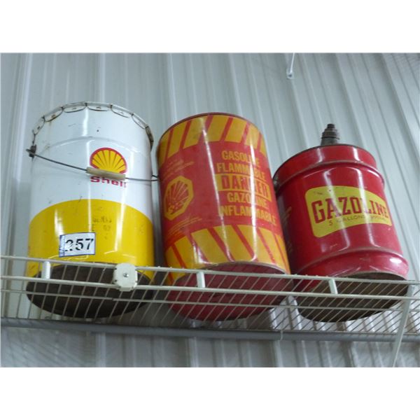 3- 5-gal pails, Shell & Gazoline