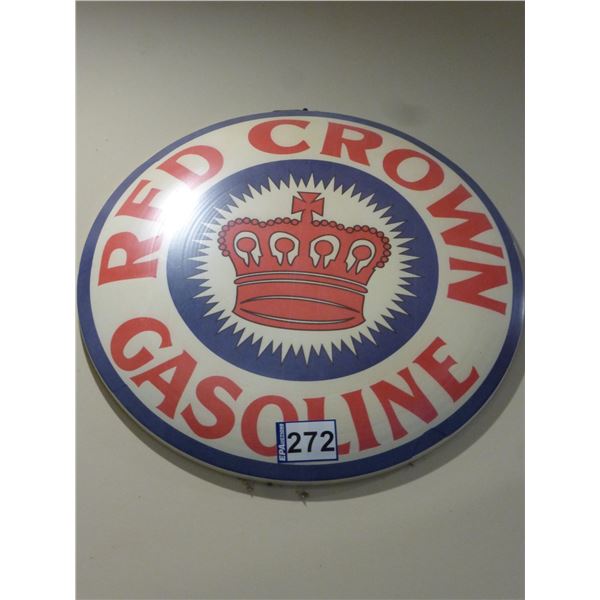 24" Red Crown gas button sign