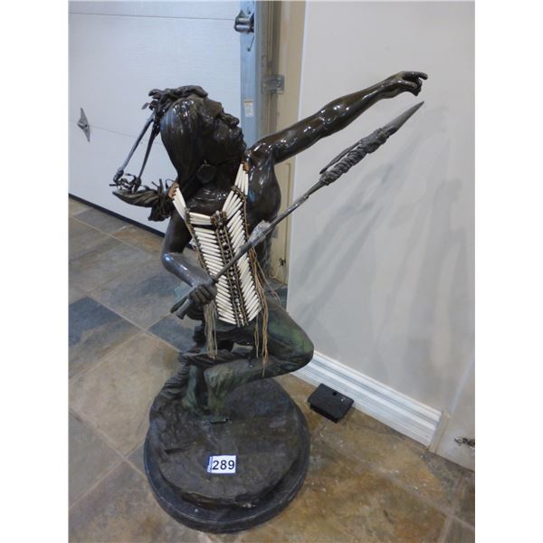 Bronze statue native American, 39" H base is 19"