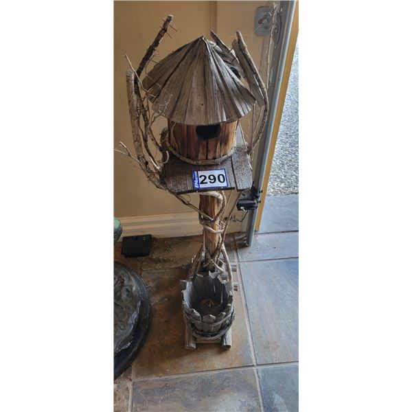 Wooden bird house, 38" H x 15"