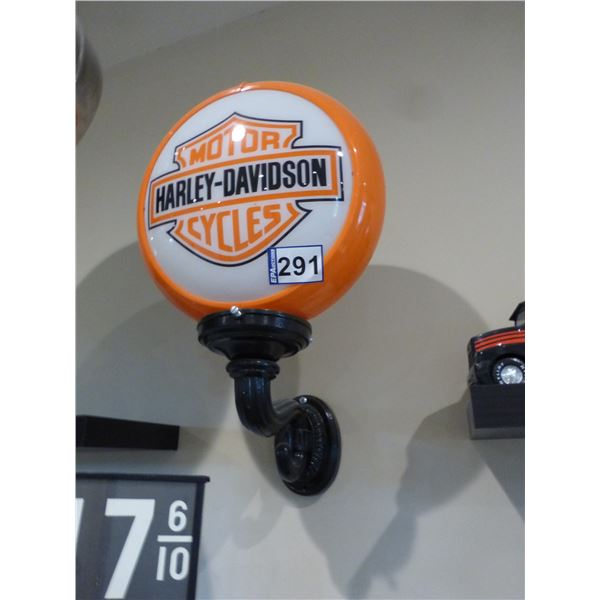 Harley Davidson wall sconce globe is 15" in dia.