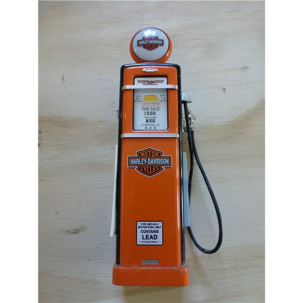 6 1/2"H Harley Davidson gas pump, orange/black