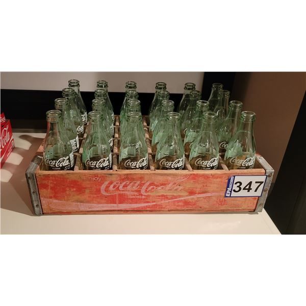 24- Empty cola bottles c/w wooden case