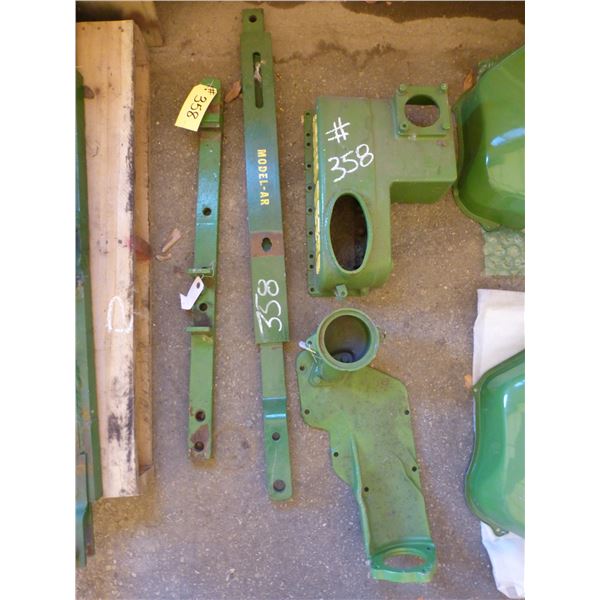 JD AR parts: draw bars, rad top tank, starter bracket