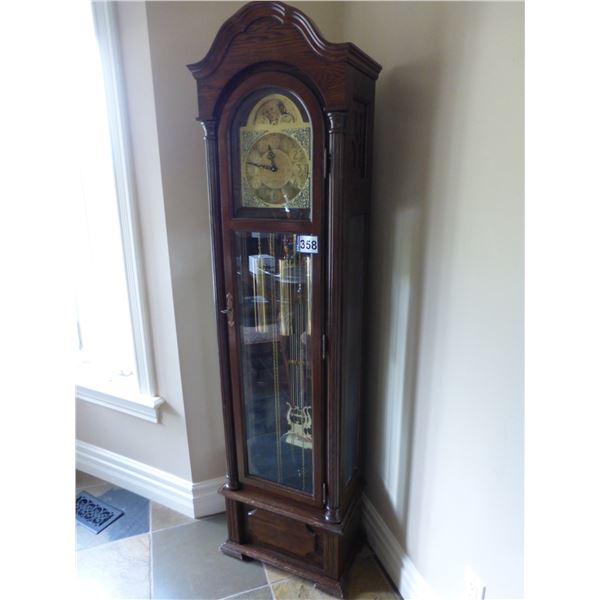 Grandfather clock, 18" W x 73 1/2" H x 11 1/2" D