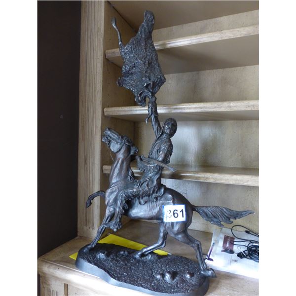 Bronze Native American + Horse, 35"H x 20"L x 8"D