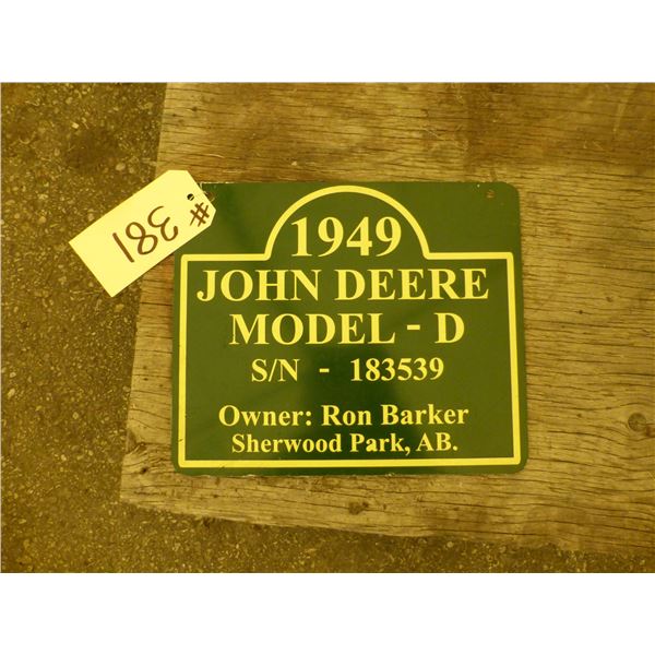 JD Model D sign