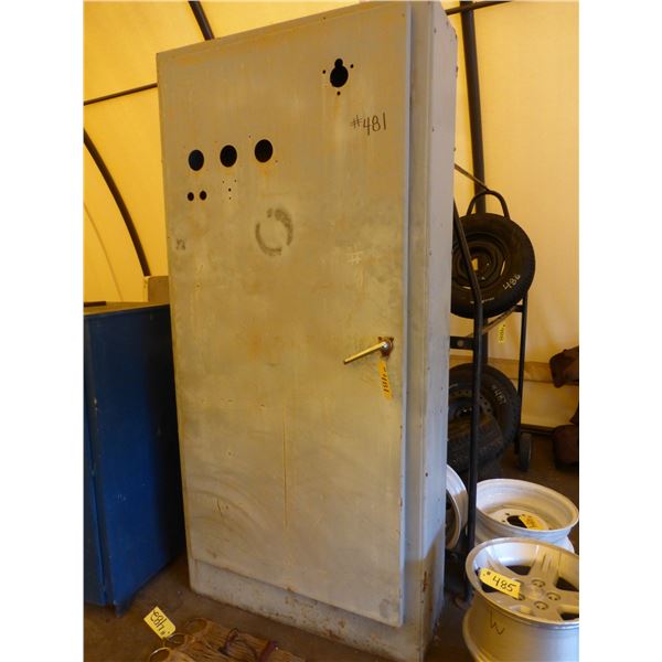 Elec. Cabinet, 86"H x 41"W x 14"Dc/w assort. Jerry cans