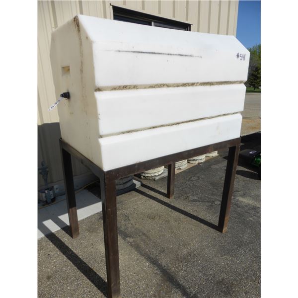 Plastic tank & metal stand, 65"H x 48"W x 32"D