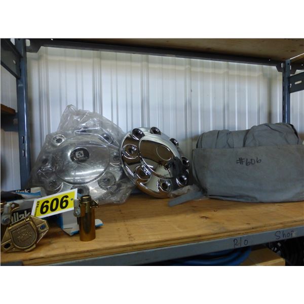 Trailer plugs, top kick hubcaps and car covers