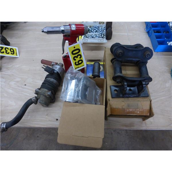 Pneumatic rivet gun, inline heater, shackles etc.