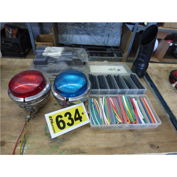 Red/blue lights, air compressor, shrink sleeves & exhaust pipe.