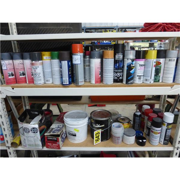 Qty of aerosol cans, clear varathane etc.