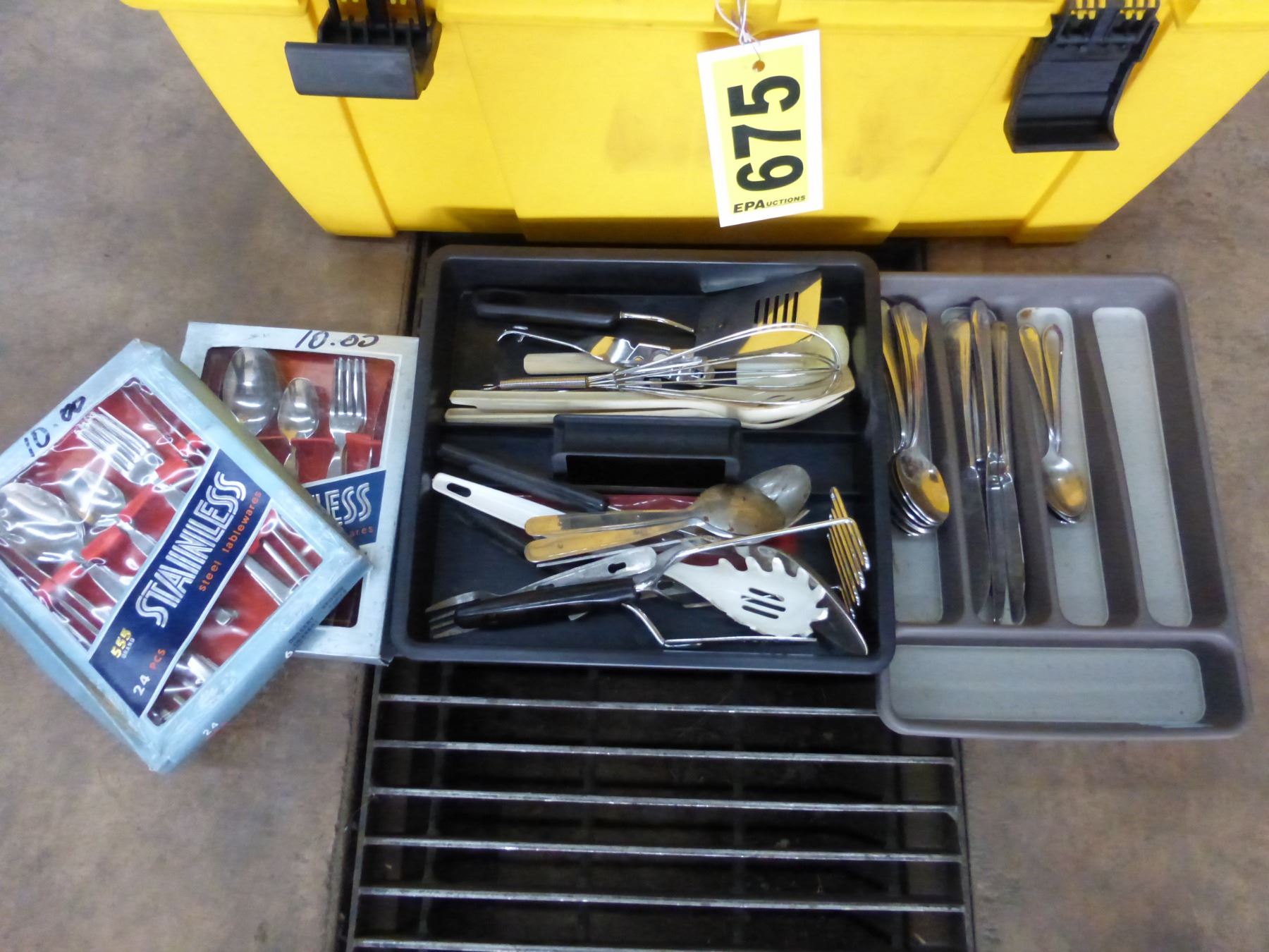 Tool box c/w dishes and silverware