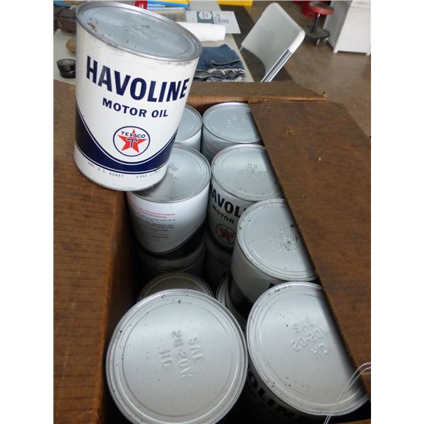 48- Full cans of Havoline Texaco motor oil