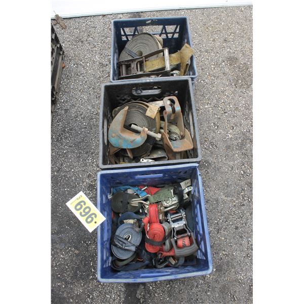 3- Crates of tie down straps & 2- Equalizer brackets