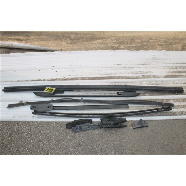 Qty of roof racks, 1- sheet of metal clad, approx. 11' x 36"