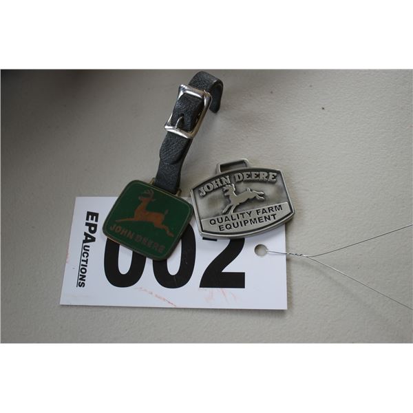 2- JD key fobs with leather strap