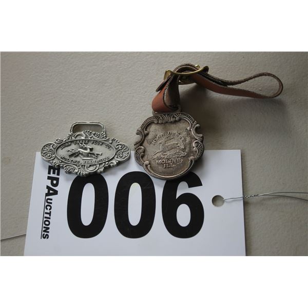 2- JD key fobs with leather strap