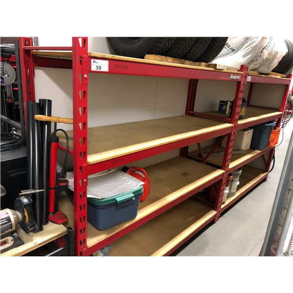 SNAP-ON 4 TIER 6' X 6' X 2' S STORAGE SHELF INCLUDING 2 UPRIGHTS, 8 CROSSBARS AND 4 WOOD INSERTS