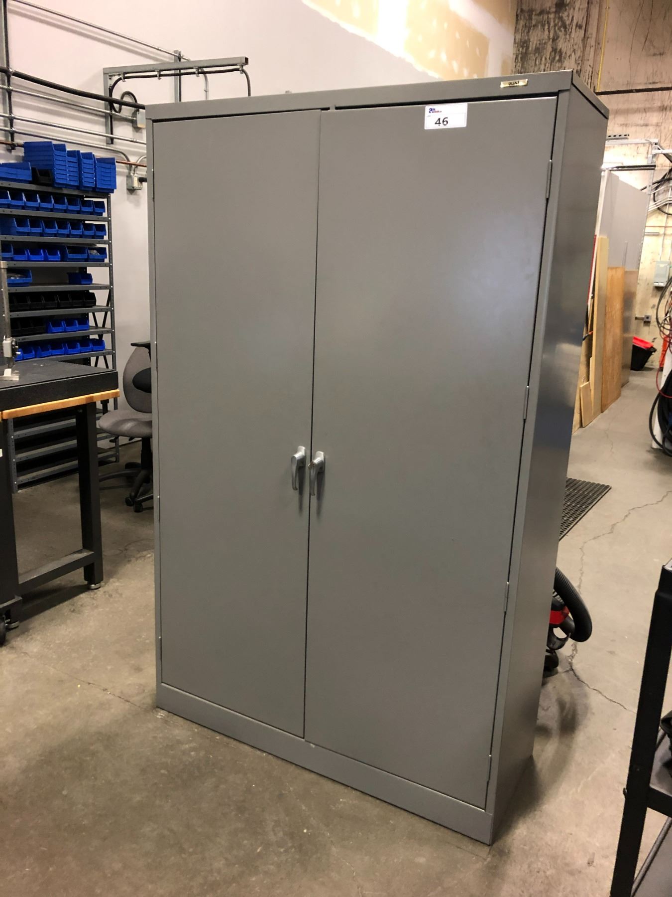 GREY ULINE 2 DOOR STORAGE CABINET 48