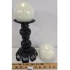 Image 1 : LOT OF 3 - BLACK CAST IRON CANDLE HOLDER W/ ROUNDED CANDLES 