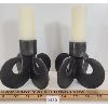 Image 2 : LOT OF 3 - FORGED CAST IRON CANDLESTICK HOLDERS & TRUMPETER WIND VANE