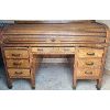 Image 2 : OAK ROLL TOP DESK W/ BRASS FEET