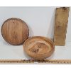 Image 2 : LOT OF 3 - CARVED WOODEN PLATE - BOWL & CERAMIC DISH 