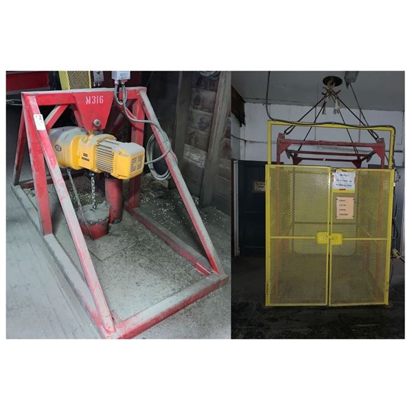 Kito 2-Ton Chain Hoist + Freight Cage - Model: ER0205, Serial: 126736, 3 Phase Power - Purchaser is 