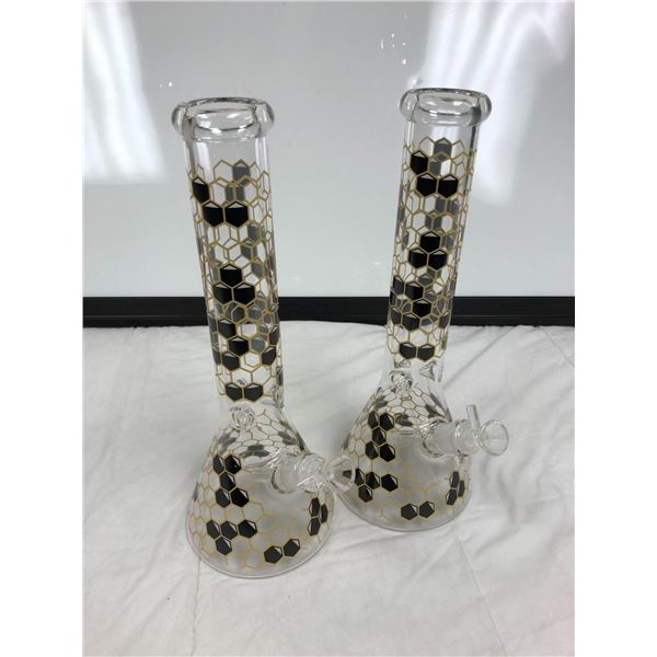 Group of 6 Glass Bongs 14in Tall