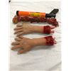 Image 2 : Lot of Props; Two Hands, Bloodys Bone & Prop Gun