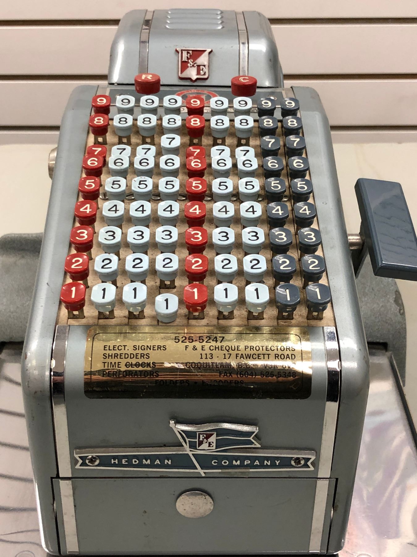 Cheque Protector Vintage Hedman Company F & E Check Protector