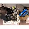 Image 8 : Large group of Misc. items - includes Extension cords, Electrical items (Laptop chargers), Table lam