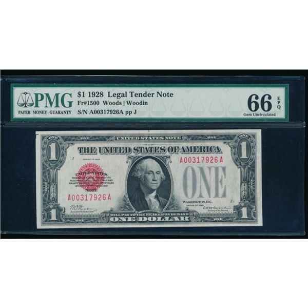 1928 $1 Legal Tender Note PMG 66EPQ