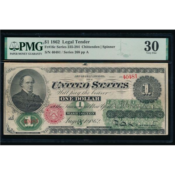 1862 $1 Legal Tender Note PMG 30