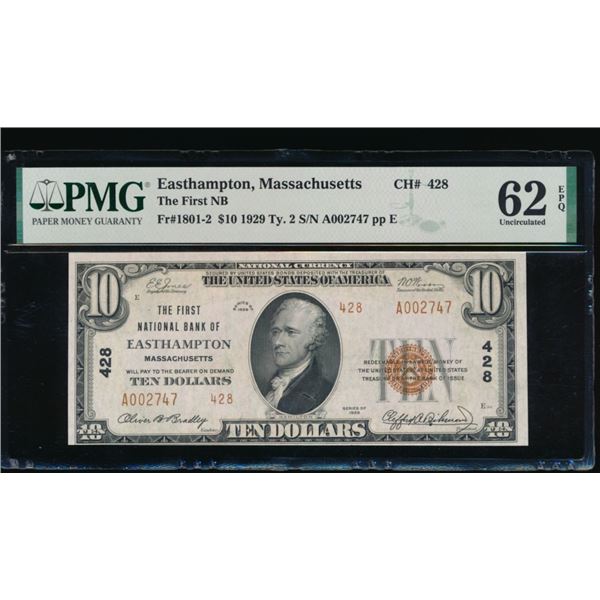 1929 $10 Easthampton MA National PMG 62EPQ