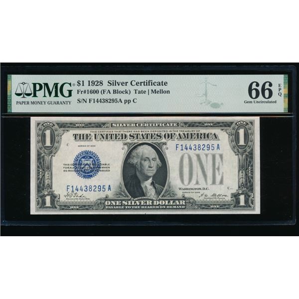 1928 $1 Silver Certificate PMG 66EPQ