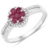 Image 1 : Plated Rhodium Ruby and White Topaz Ring