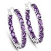 Image 1 : Plated Rhodium 4.80ctw Amethyst Earrings