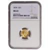 Image 1 : 1874 $1 Type 3 Gold Coin NGC MS63