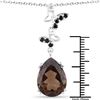 Image 3 : Plated Rhodium 6.80ct Smokey Quartz and Black Spinel Pendant with Chain