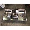 Image 1 : Lot of 4 Industrial Kitchen Grade Sinks Measures 29in W x 17in D & 18in W x 14 1/2in D