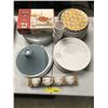 Image 1 : Group of assorted Bone China plates/ plastic plates/ durobor cups espresso cups etc.