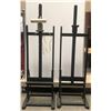 Image 1 : Set of 2 wooden artists' easels (one w/ lamp)