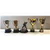 Image 2 : Group of 5 assorted metal trophies w/ ice hockey player trophy